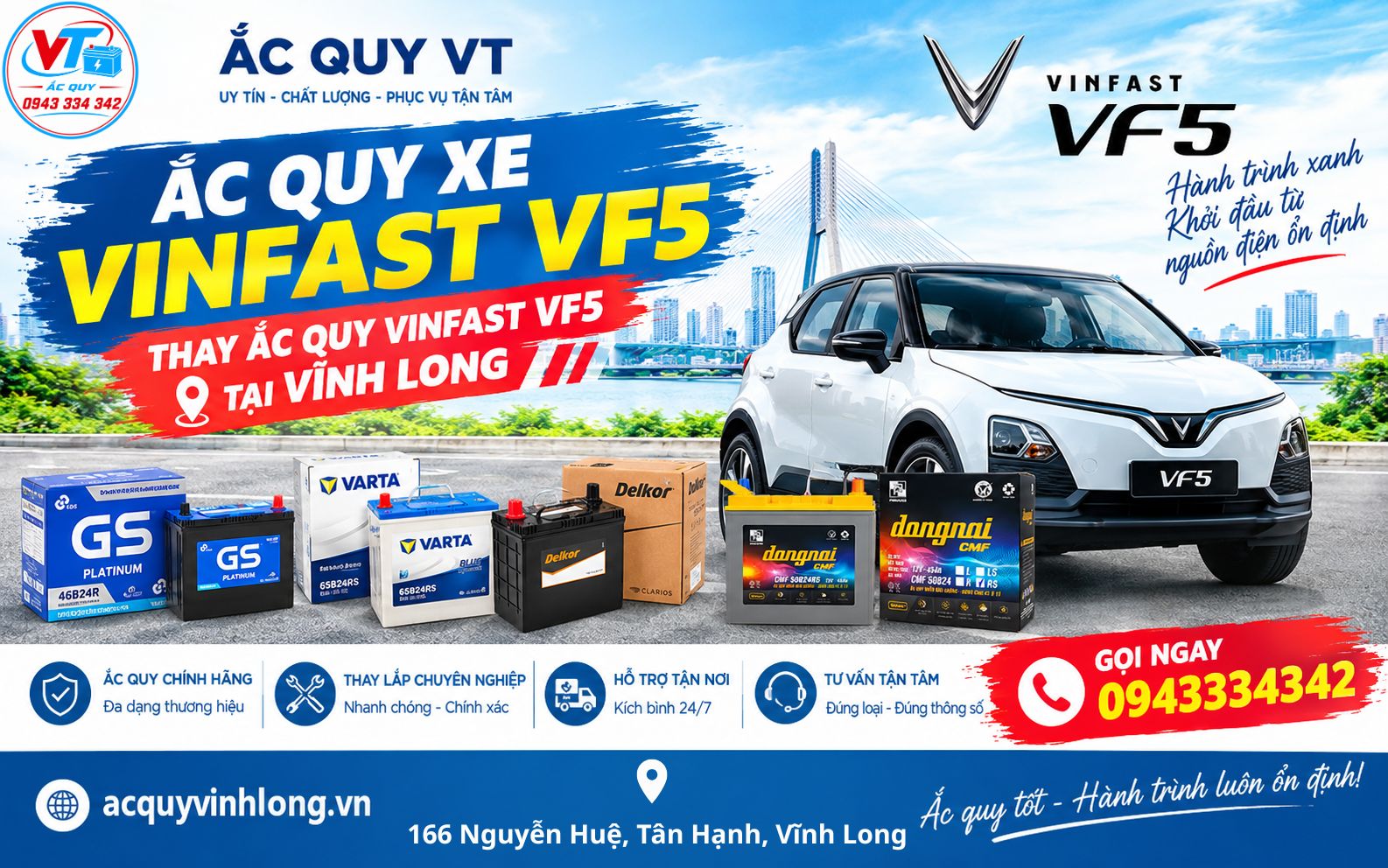 Ắc Quy Xe VinFast VF5 – Thay Ắc Quy VF5 Tại Vĩnh Long